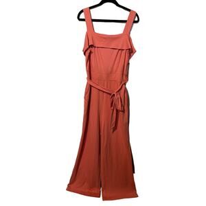 New York & Company NWT Size Large Coral Sleeveless Tie Waist Pockets Jumpsuit
